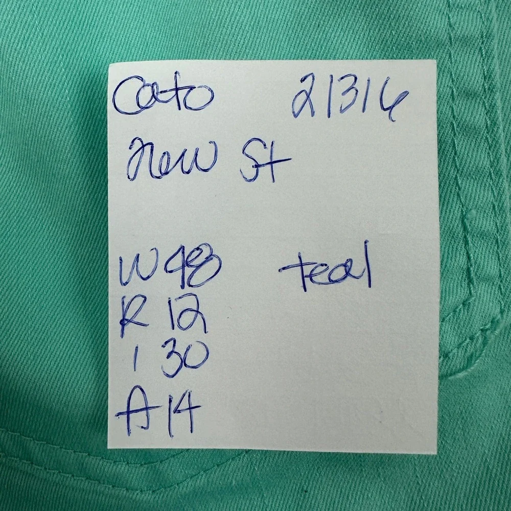 Cato Woman Mint‎ Green Stretch Twill Pants Plus Size 26W Teal 5 Pocket Casual